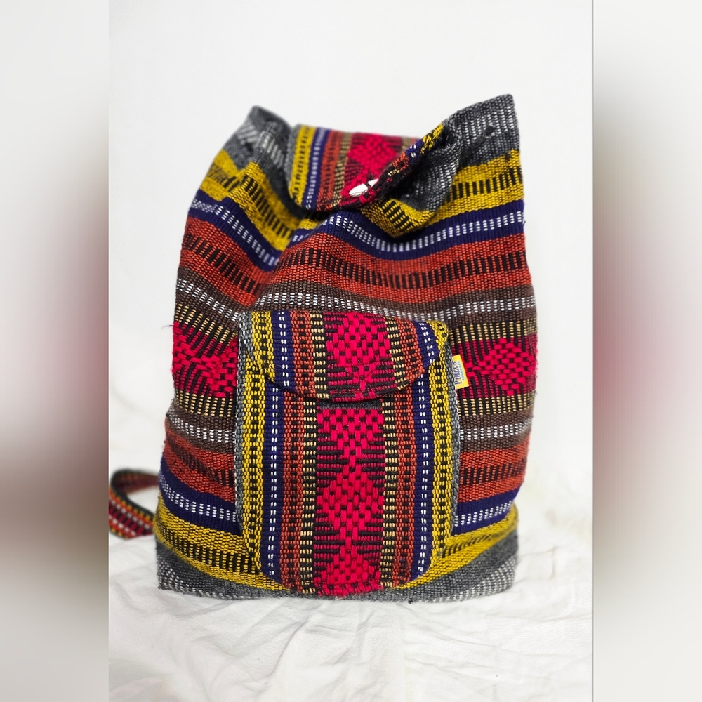 Artesanias Pinzon Mexico Multicolor Woven Ethnic Patterned Backpack